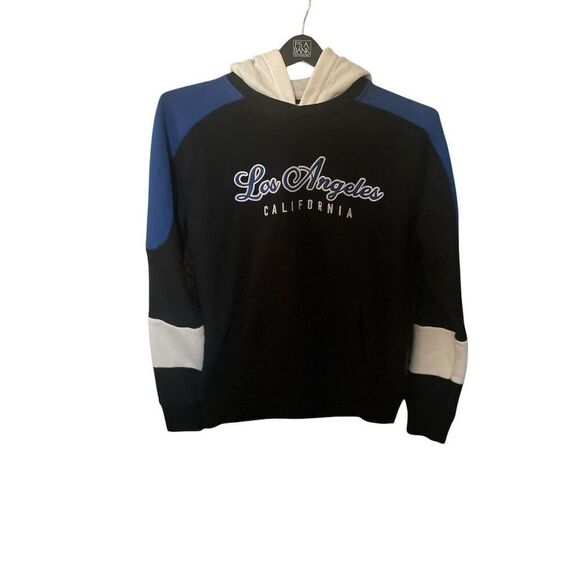 Los Angeles Unisex Bleu Hoodie Los Angeles California Script Pullover - Picture 2 of 9